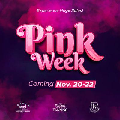 Moon Shine Tanning, Pink Week 11/20/23 - 11/26/23.