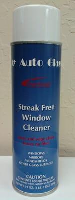 Here is our A+ Auto Glass Streak Free Window Cleaner.  It is also Environmentally Friendly