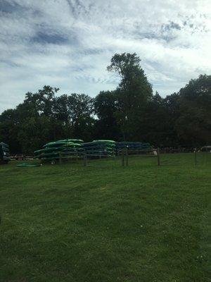 Canoes and kayaks ready to go.