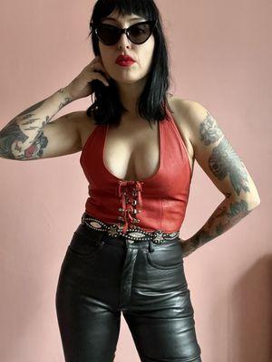 Vintage leather halter top + pants