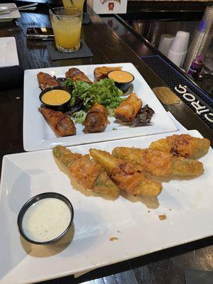 Fried pickles and irish eggs rolls