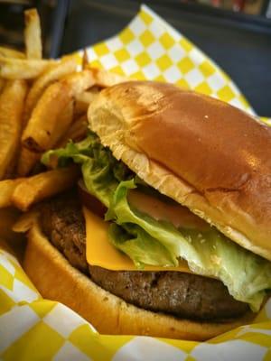 Angus Steak Burger with cheese $7.20 out the door. They gave me free fries my first visit.