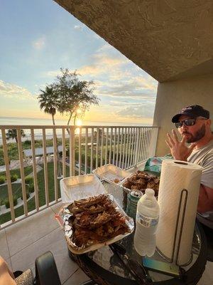 Two #1 combos (Garlic Butter snow crab, 1/2 lb of Shrimp, corn, & potatoes) --note: hubs got the same with an extra 1/2 lb of shrimp