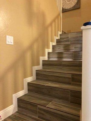 Beautiful baseboard on the stairs