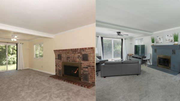 Before and after livingroom paint