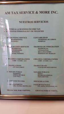 List of some services.