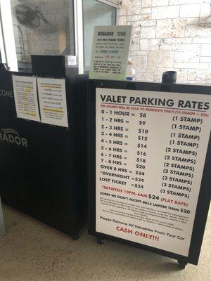 Valet prices