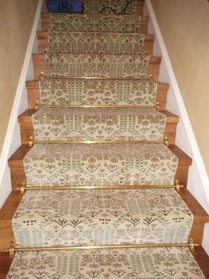 Custom stairway.  Serged on the sides with stair rods.