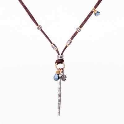 Pavé Diamond Spike with London Blue Topaz and Gold Necklace