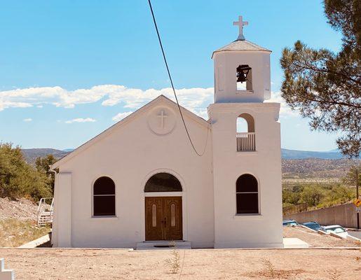 The front of this old mission church