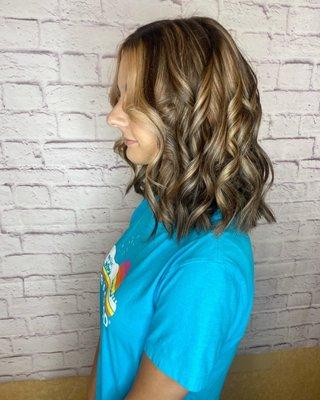 Curls and some color with money piece!