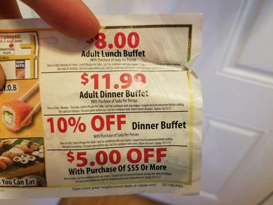 Their common coupon mailer, lots of dine print.