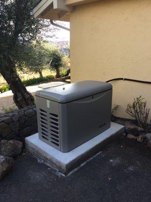 Backup generator with automatic transfer installed with solar at winery.