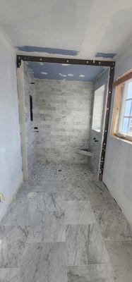 Niche shower marble tile 4"x12" shine