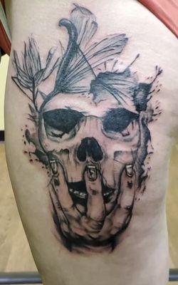 skeleton black & grey tattoo