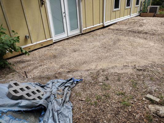 Area being cleared and graded for a pavers patio