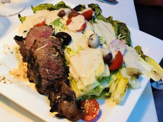 Char-grilled Caesar salad ($6) with steak (+$7)