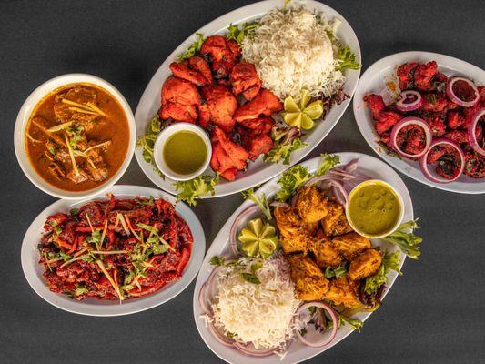 Goat curry, chili chicken, baadshah special chicken, chicken 65