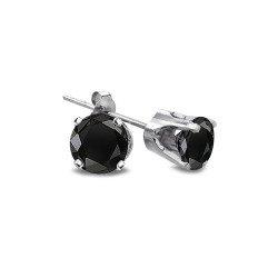 1/4 CT ROUND BLACK DIAMOND 14K WHITE GOLD STUD EARRINGS