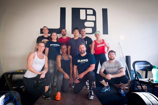 Lifters from Warwick Weightlifting Club and Colosseum S&C joining the JDI lifters.