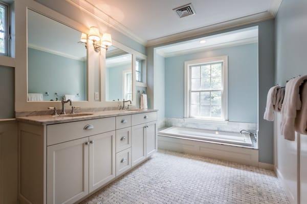 Master bathroom design from a project in Darien, CT