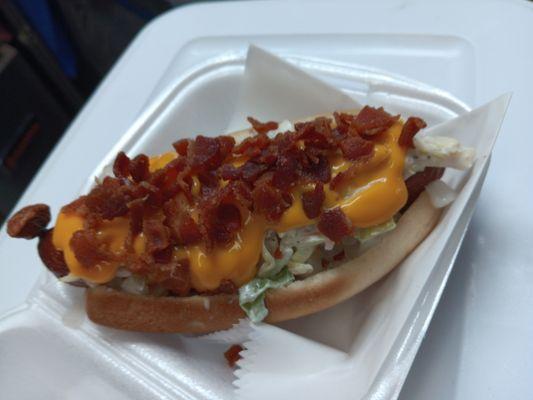 Cheddar Bacon Slaw Sausage Dog