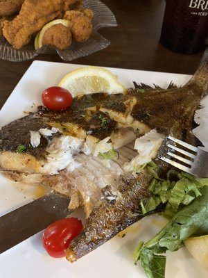 Broiled flounder!!!  I should have taken the photo earlier.... Best way to eat flounder!