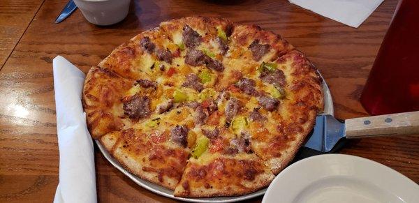 Hot sausage pizza