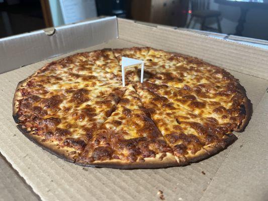 $30 large cardboard-like gluten free cheese pizza