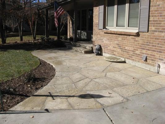 Colorado Buff Flagstone Patio on concrete with a mortared Grout, Centennial, Co 80122