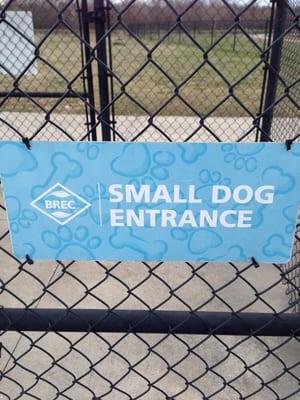 Small dog entrance and park-since certain breeds (like my greyhound) see miniature dogs running at full speed as lunch.