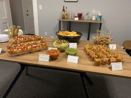 Catering Delivery- Globally Inspired Appetizers and Mocktail Bar