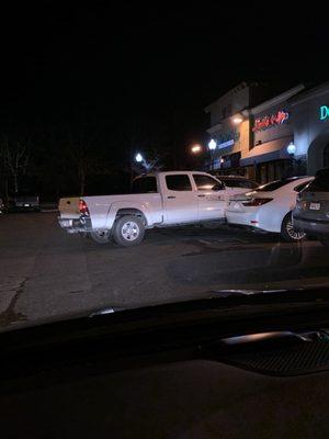 If your going to park between two handicap parking spots with your truck sticking out blocking traffic don't do it in a company truck.