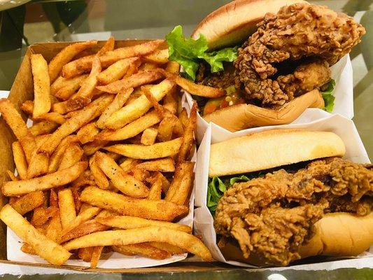 Crispy Fried Chicken Sandwich with Old Bay Fries