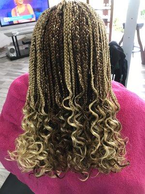 Fresh multi-colored braids with curls