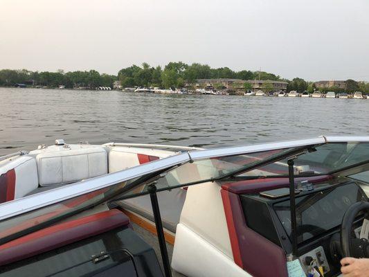 The view of Bayside Marine from my freshly repaired boat, after two hours out on the water. Thanks, Bayside!