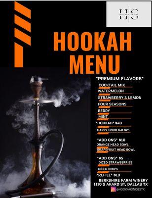 HookahSnobsTX Menu. We rotate flavors weekly and ONLY use premium shisha!