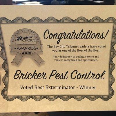 Thank you for voting us "Best Exterminator"