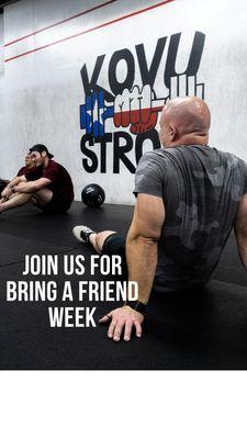 Bring a Friend week 8/21. Come join us for a free week of training.