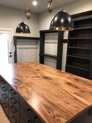 English walnut kitchen island countertop