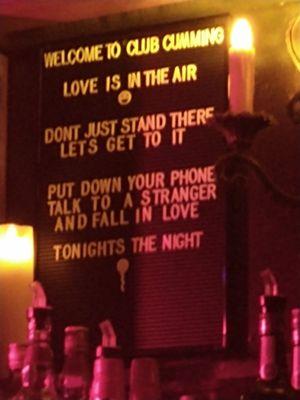 Sign above the bar