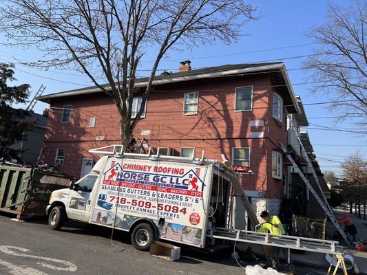 Roofing removal gutters new chimney new fascia new