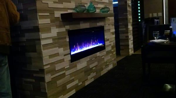 Super cool fireplace in the lounge