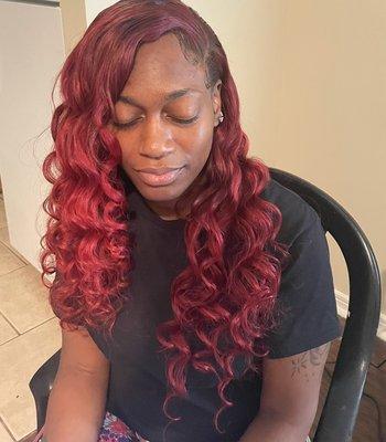 Closure Sew in With Wand Curls