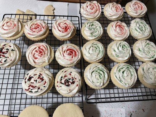 Homemade sugar cookie cutouts with homemade buttercream frosting