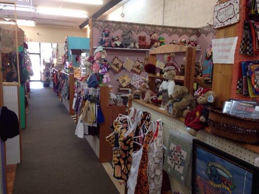 Areas of homemade goods, similar to a flea market, made by different crafters.