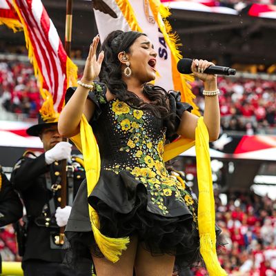 Gabriela Sepúlveda performing for the NFL at Levi's Stadium. SF49ers vs. Seattle Seahawks