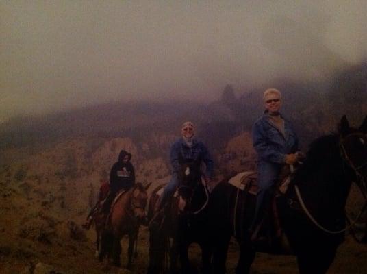 Guests enjoyed horseback riding before the wedding in spite of all the smoke from Idaho & Washington fires.