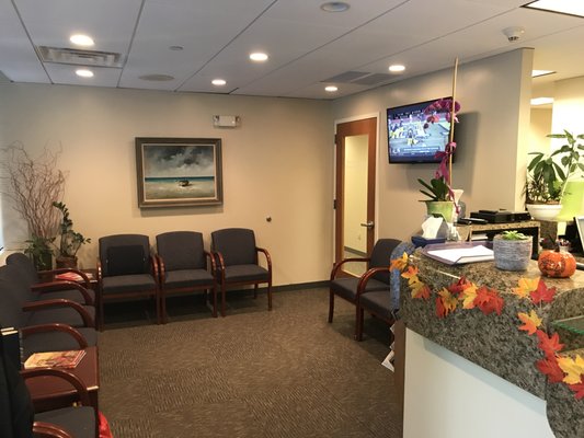 The waiting room at Westchester Family Chiropractic and Wellness