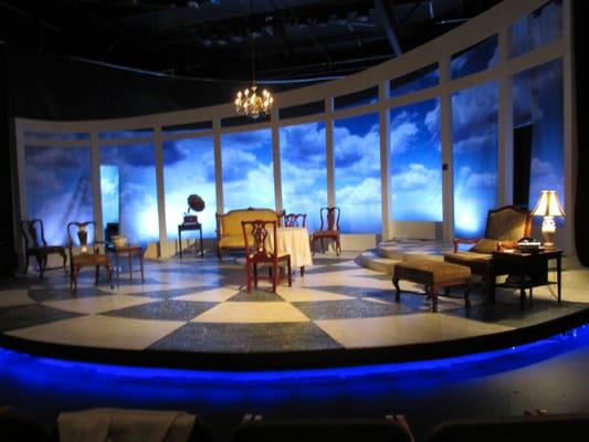 stage set for Noel Coward's "Blythe Spirit"